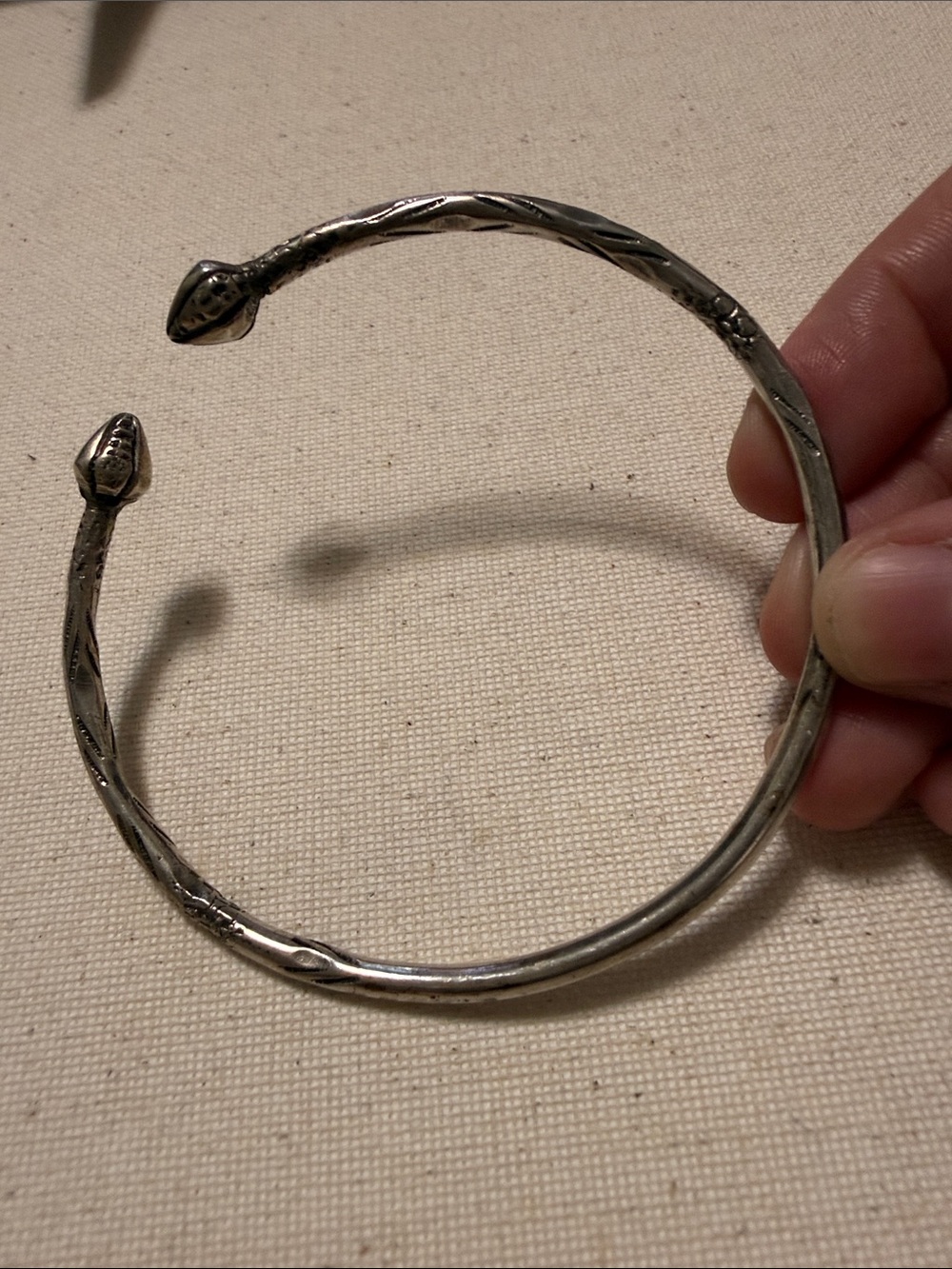 Sterling Silver Native Not Marked Snake-Head Cuff Bracelet - Picture 5 of 14